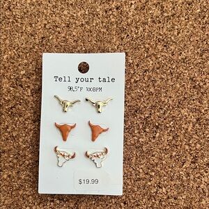 Texas Longhorn Earrings Set - Orange and Gold